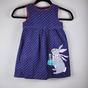 Mini Baby Boden girl 2-3 years blue corduroy bunny dress pinafore  Holidays